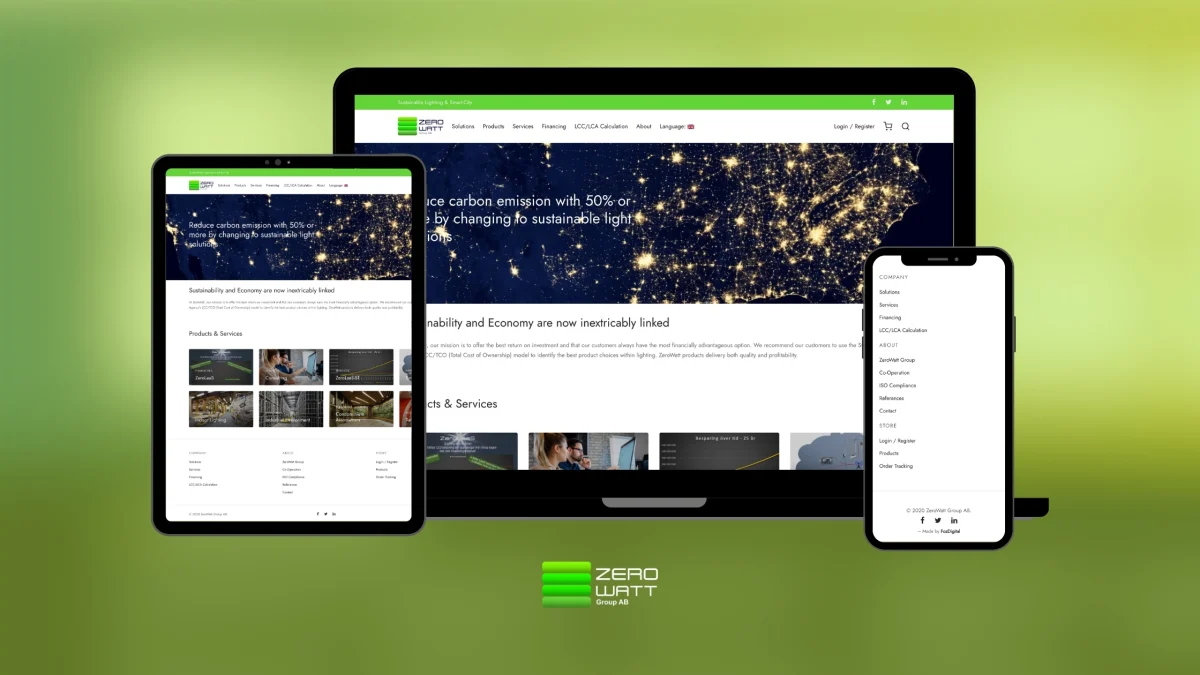 FozDigital Portfolio ZeroWatt Sweden • FozDigital London
